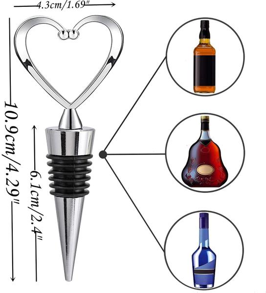 Imagem de Tampas para garrafas de vinho WAYTOSUC Lovely Heart Silver 24 unidades