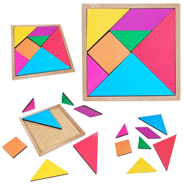 Imagem de Tangram Brinquedo Educativo em MDF Colorido 7 Peças