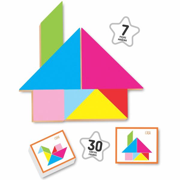 Tangram Brinquedo Educativo Pedagógico 7 Peças Em Madeira Nig Brinquedos Imagem de Tangram Brinquedo Educativo Pedagógico 7 Peças Em Madeira Nig Brinquedos