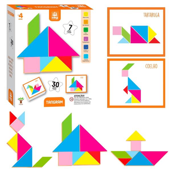 Tangram Brinquedo Educativo Pedagógico 7 Peças Em Madeira Nig Brinquedos Imagem de Tangram Brinquedo Educativo Pedagógico 7 Peças Em Madeira Nig Brinquedos