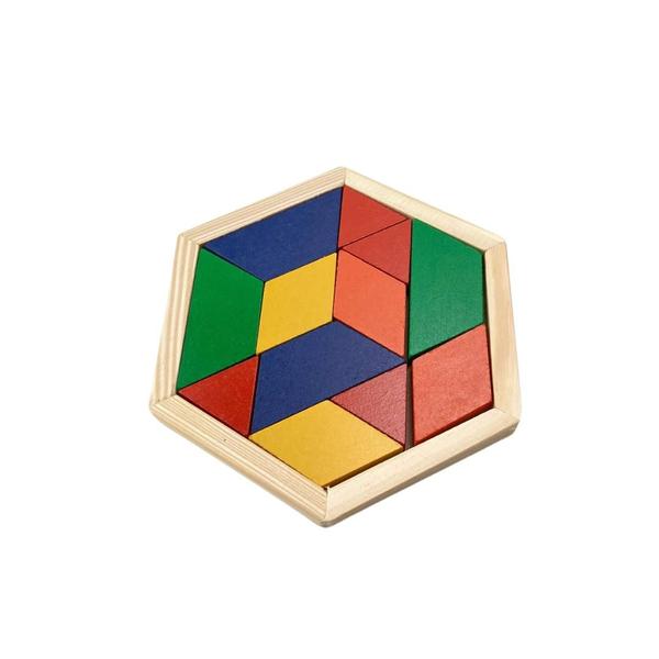 Imagem de Tangram Mosaico Sextavado Brinquedo Educativo Quebra Cabeça