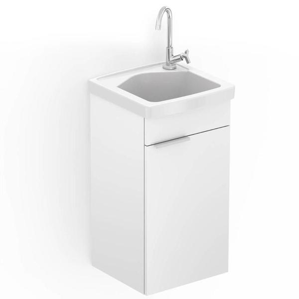 Imagem de Tanque com Gabinete para Lavanderia com Pia 7L 38x39cm  Branco Celite