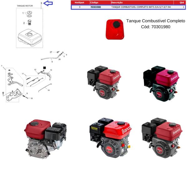 Imagem de Tanque Combustível Complet Para Motor Gasolina 5.5hp Branco