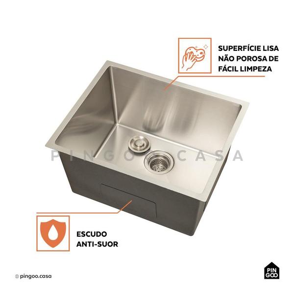 Imagem de Tanque de Aço Inox 304 Manaxos 54x44 cm Pingoo.casa - Prata