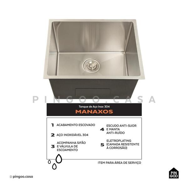 Imagem de Tanque de Aço Inox 304 Manaxos 54x44 cm Pingoo.casa - Prata