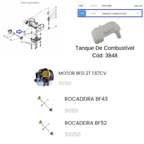 Imagem de Tanque De Combustivel Para Roçadeira 43cc Motor 2 Tempos