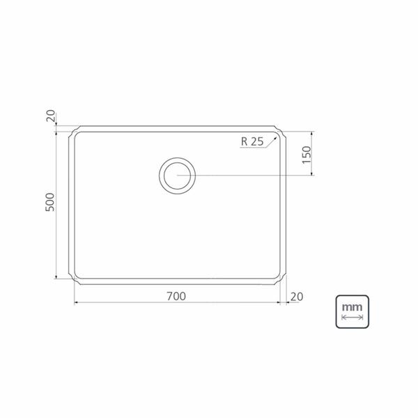 Imagem de Tanque de embutir Tramontina Jumbo 106 L em Aço Inox 70x50 cm + Acessórios