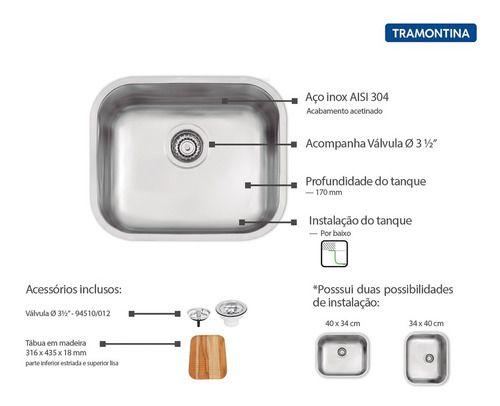 Imagem de Tanque De Encaixe Tramontina Compact 20l Inox Ac 40x34 Cm