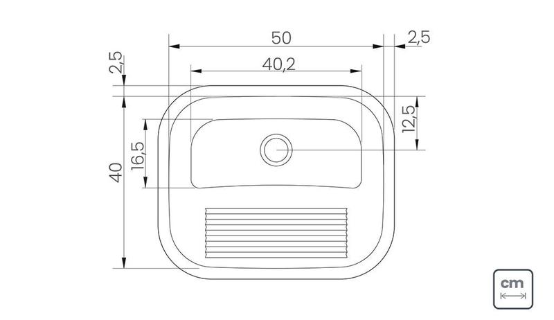 Imagem de  Tanque de Encaixe Tramontina Hera 34 L em Aço Inox Polido 50x40 cm 