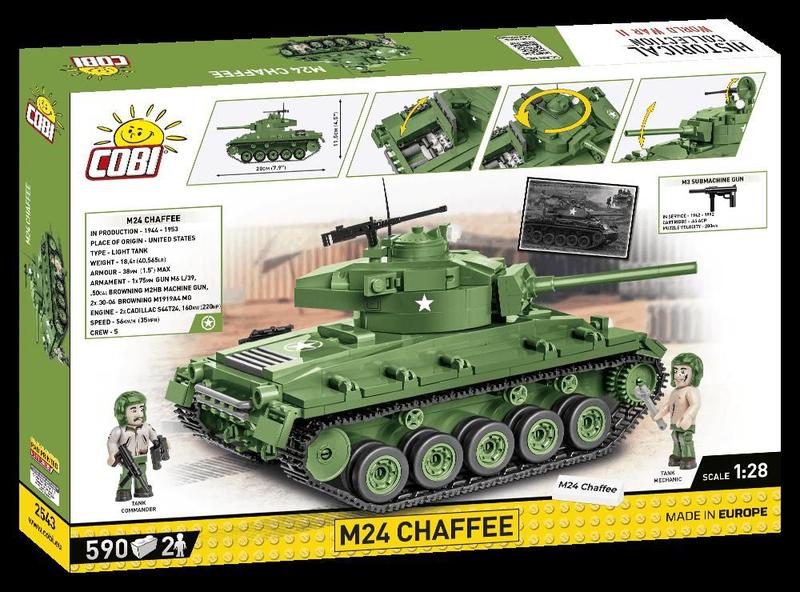 Tanque de Guerra Americano M24 Chaffee - Blocos de Montar 590 Peças - World War II - COBI Imagem de Tanque de Guerra Americano M24 Chaffee - Blocos de Montar 590 Peças - World War II - COBI