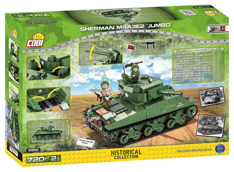 Tanque de Guerra Americano Sherman M4A3E2 Jumbo - Blocos de Montar 720 Peças - World War II - COBI Imagem de Tanque de Guerra Americano Sherman M4A3E2 Jumbo - Blocos de Montar 720 Peças - World War II - COBI