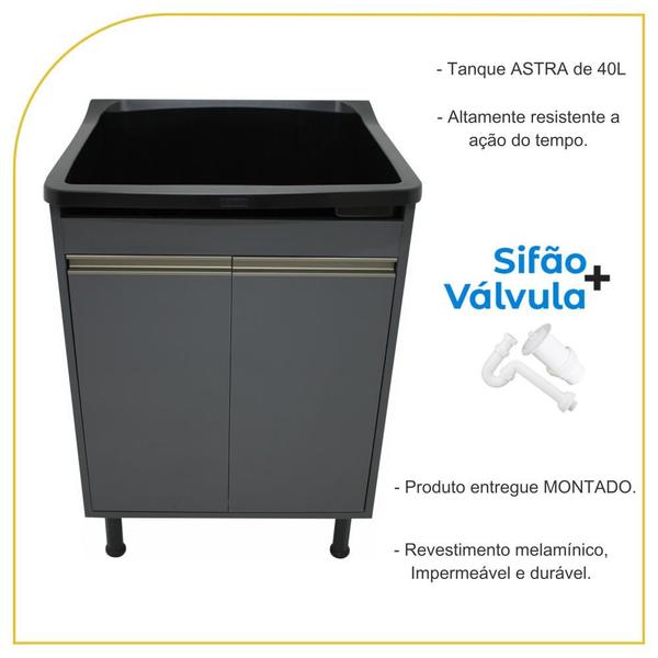 Tanque De Lavanderia Gabinete 100% MDF Com Sifão e Válvula - BELLI MÓVEIS Imagem de Tanque De Lavanderia Gabinete 100% MDF Com Sifão e Válvula