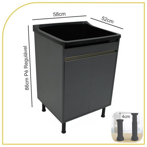 Tanque De Lavanderia Gabinete 100% MDF Com Sifão e Válvula - BELLI MÓVEIS Imagem de Tanque De Lavanderia Gabinete 100% MDF Com Sifão e Válvula