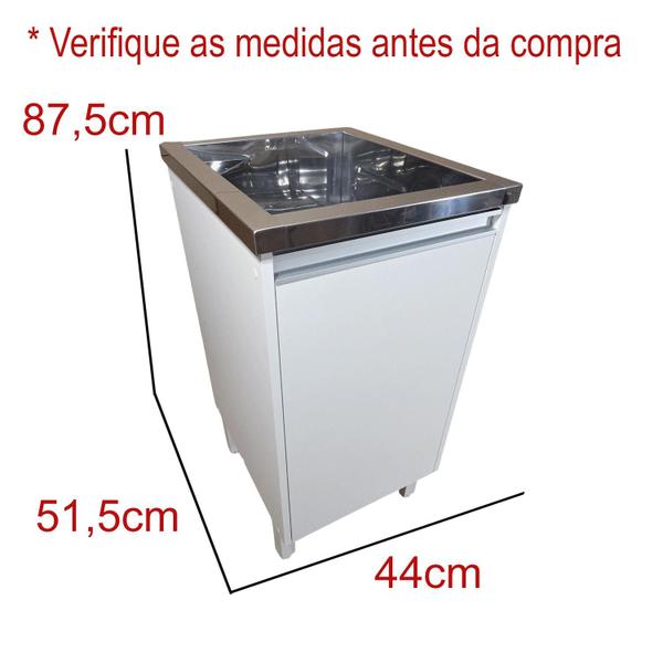 Imagem de Tanque de lavanderia Inox 23L Com Gabinete MDF 44cm