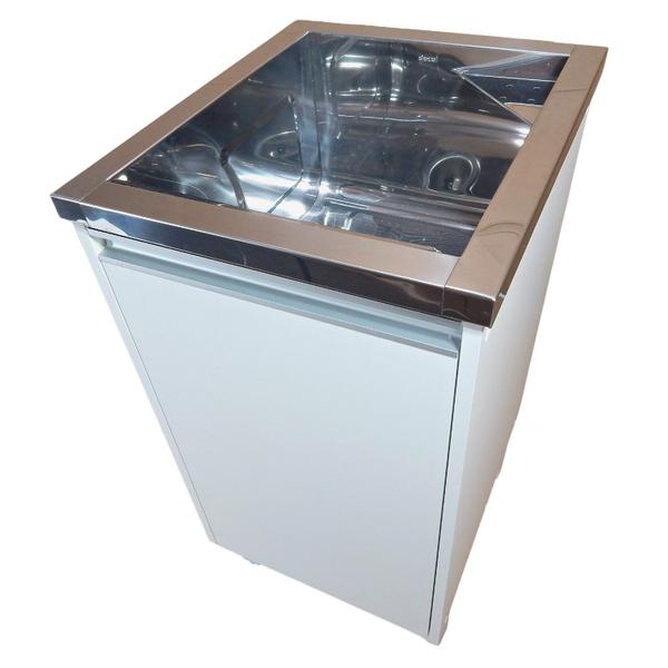 Imagem de Tanque de lavanderia Inox 23L Com Gabinete MDF 44cm