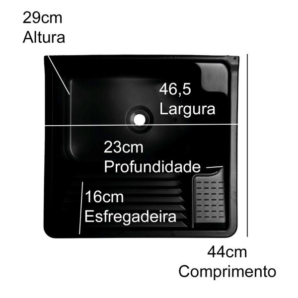 Imagem de Tanque de Lavanderia Plástico 26L Com Gabinete MDF Chumbo Para Torneira De Bancada