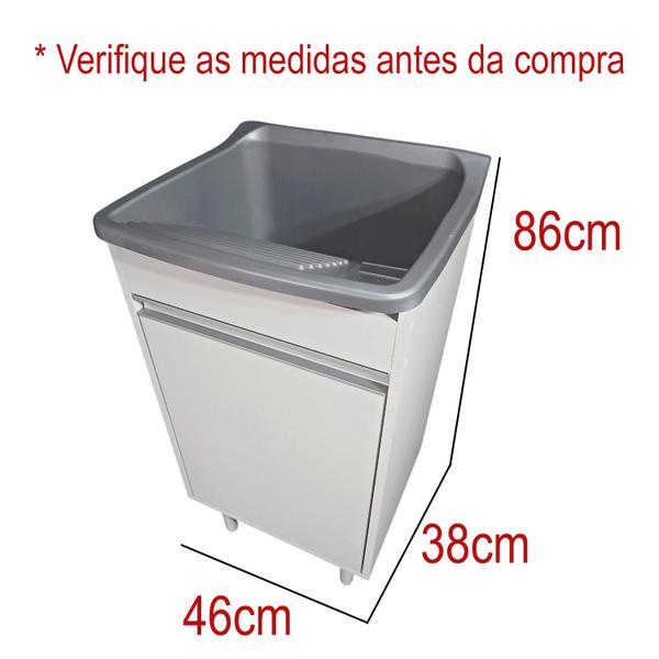 Imagem de Tanque de Lavar plástico 22L Com Gabinete MDF 46cm Com Puxador Perfil