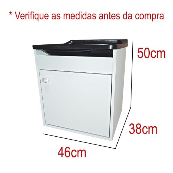 Imagem de  Tanque de Lavar Plástico 22L Com Gabinete MDF Para Parede 46cm