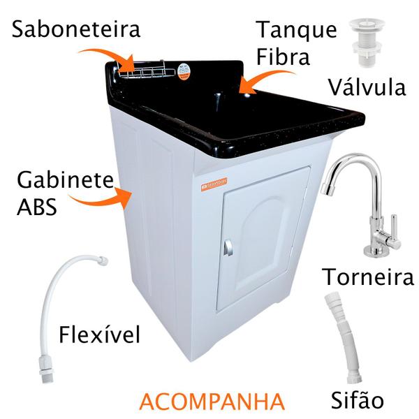 Tanque De Lavar Roupa em Fibra 40L Com Gabinete ABS Incluso Torneira de Mesa - Stilofibras Imagem de Tanque De Lavar Roupa em Fibra 40L Com Gabinete ABS Incluso Torneira de Mesa
