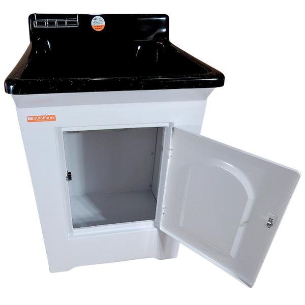 Tanque De Lavar Roupa em Fibra 40L Com Gabinete ABS Incluso Torneira de Mesa - Stilofibras Imagem de Tanque De Lavar Roupa em Fibra 40L Com Gabinete ABS Incluso Torneira de Mesa