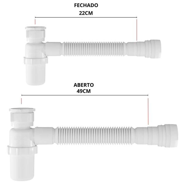 Imagem de Tanque De Plástico 34L Branco + Torneira Duas Saídas + Sifão