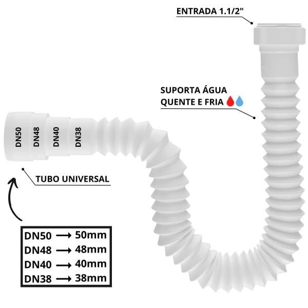 Imagem de Tanque de Plástico 34L Branco+ Torneira Duas Saídas + Sifão Universal 61cm Branco + Veda Rosca