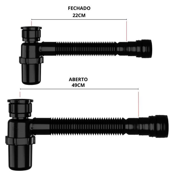 Imagem de Tanque De Plástico 40L Preto + Torneira Duas Saídas + Sifão