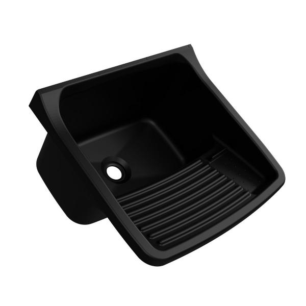 Imagem de Tanque De Plastico Black 22 Litros Astra Para Lavar Roupas 47x43x27cm + Kit Fixação