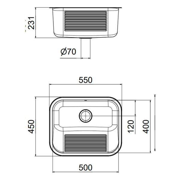 Imagem de Tanque Franke 32L 55x45cm Inox Alto Brilho Sobrepor/Embutir