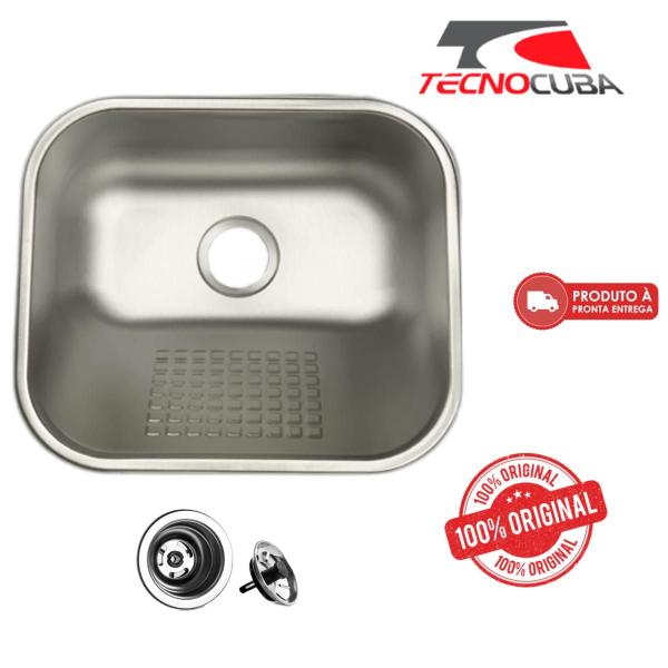 Imagem de Tanque Inox 40x34 Esfregador Square Acabamento Fosco Escovado