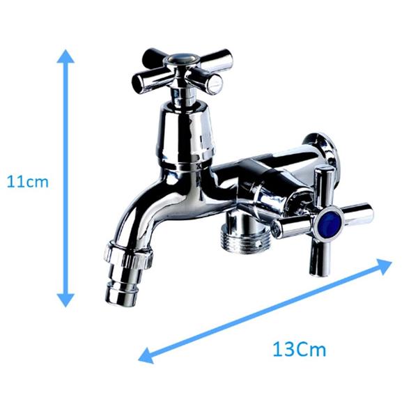 Imagem de Tanque Inox 40x40x22cm Escovado + Torneira Para Maquina De Lavar Saida Dupla