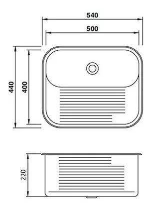 Imagem de Tanque Inox 50x40x22 Aço 304  Acabamento Polido Alto Brilho