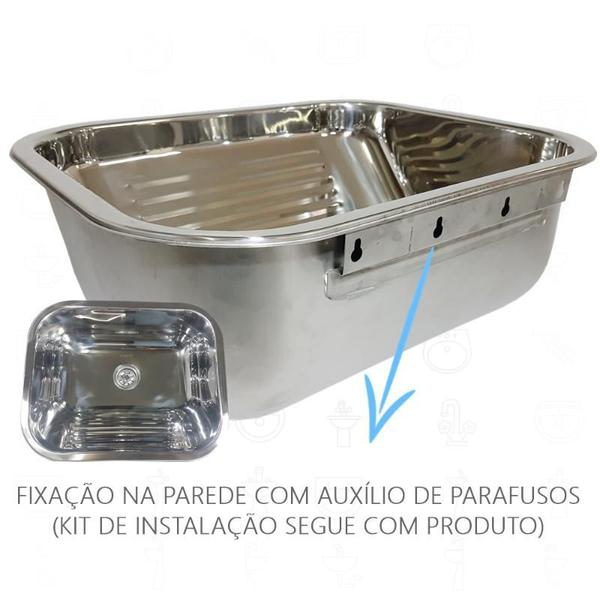 Imagem de Tanque inox 50x40x22cm fixacao + torneira para lavanderia