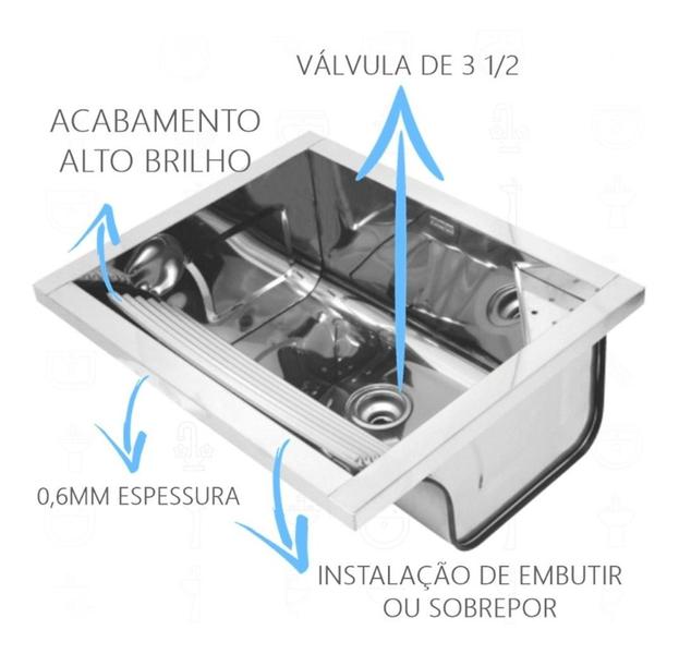 Imagem de Tanque Inox Docol AutoBrilho 63x47,5x26 Parede 35lt 017049CH