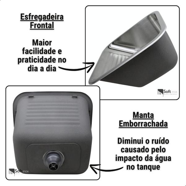 Imagem de Tanque Inox Lavanderia Aço Inoxidável Escovado 50x45 cm - SOFT INOX