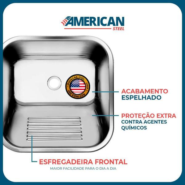 Imagem de Tanque Inox Monobloco 40X34 Cm Com Sifão American Inox 304