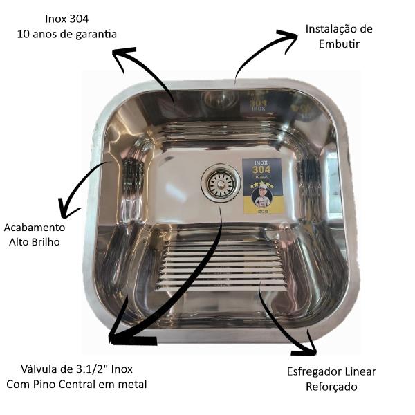 Imagem de Tanque inox pequeno de embutir dotec com cuba n1 extra funda