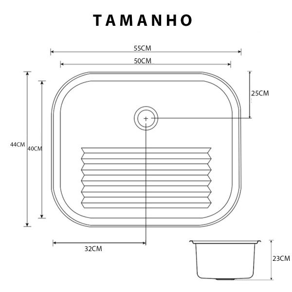 Imagem de Tanque Lavanderia 30 Litros Aço Inox Lava Roupa Tecido Aço Inox Valvula Sifao Lavabo Lavanderia Varanda Tanquinho