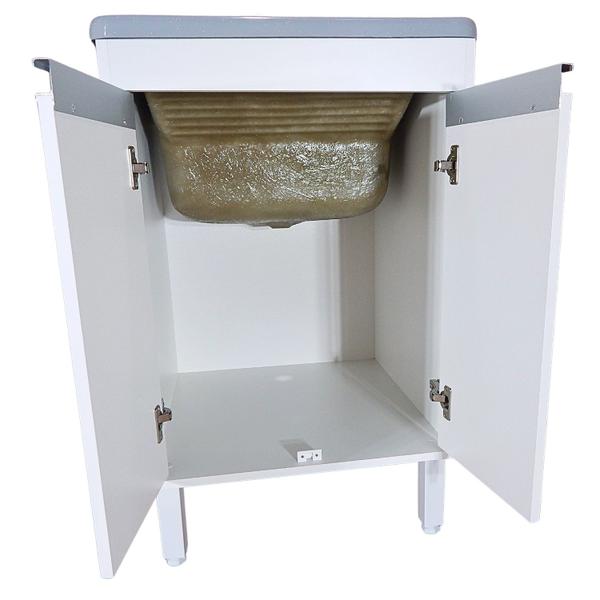 Tanque Lavanderia Fibra 45L Com Gabinete em MDF Para Torneira de Mesa - EJV Shoop Imagem de Tanque Lavanderia Fibra 45L Com Gabinete em MDF Para Torneira de Mesa