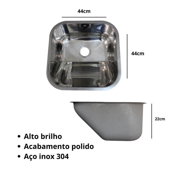 Tanque Lavanderia Polido 44X44 Aço Inoxidavel 304 Premium - Stillus Home Imagem de Tanque Lavanderia Polido 44X44 Aço Inoxidavel 304 Premium