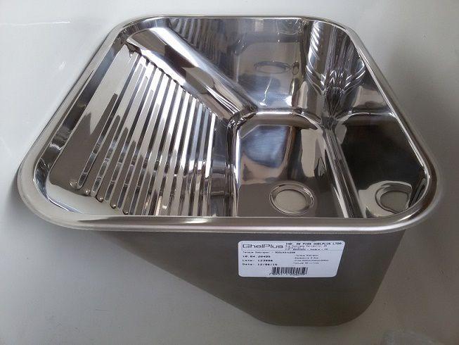 Tanque monobloco 30L aço INOX 304 Acetinado/Polido 53X43 X23CM - GHELPLUS Imagem de Tanque monobloco 30L aço INOX 304 Acetinado/Polido 53X43 X23CM