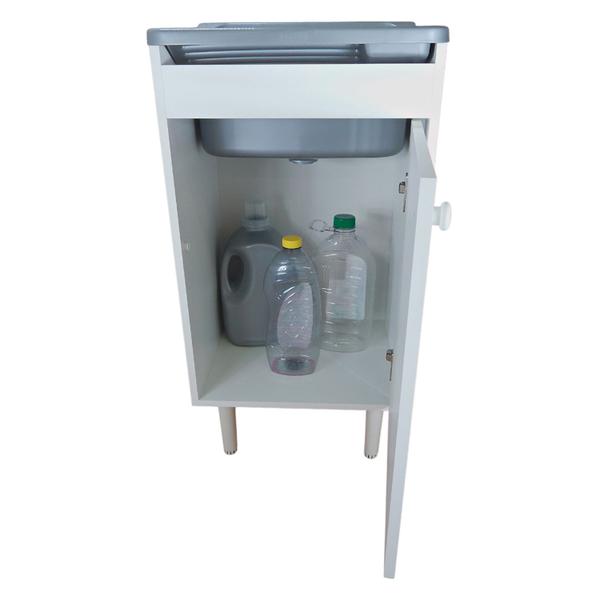 Tanque Plástico 22 litros Para Lavar roupas com Gabinete MDF - Sil Happy Storee Imagem de Tanque Plástico 22 litros Para Lavar roupas com Gabinete MDF