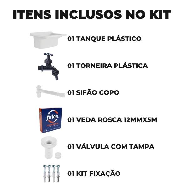 Imagem de Tanque Plástico 22L Lavanderia Branco + Sifão Copo Universal