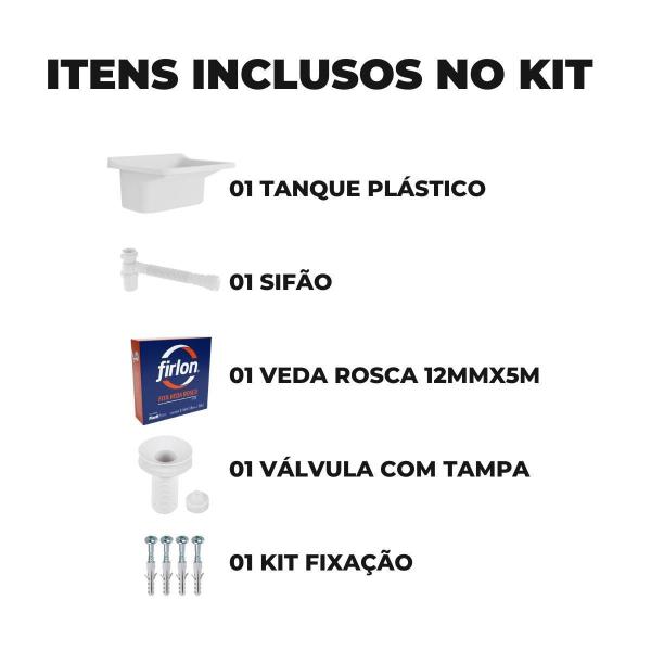 Imagem de Tanque Plástico 34L Lavanderia Branco + Sifão Copo Universal