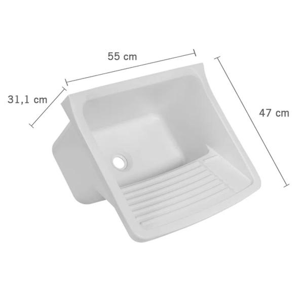 Tanque Plástico 34L Para Lavanderia Branco + Sifão Copo Universal Sanfonado + Veda Rosca + Torneira Branca - Astra Imagem de Tanque Plástico 34L Para Lavanderia Branco + Sifão Copo Universal Sanfonado + Veda Rosca + Torneira Branca