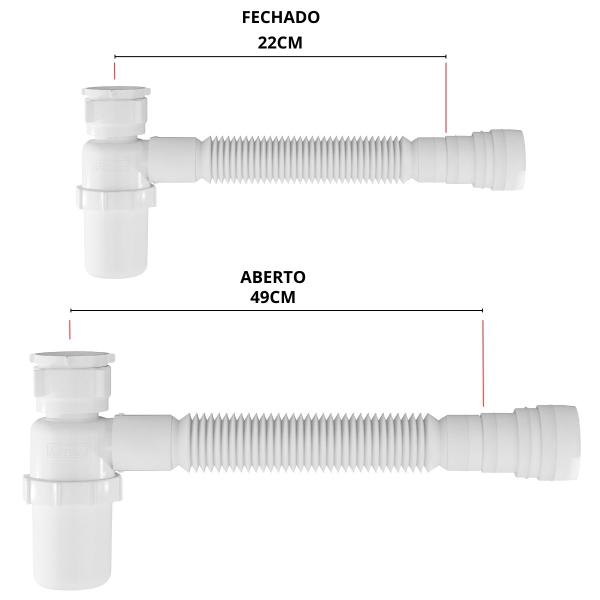 Tanque Plástico 34L Para Lavanderia Branco + Sifão Copo Universal Sanfonado + Veda Rosca + Torneira Branca - Astra Imagem de Tanque Plástico 34L Para Lavanderia Branco + Sifão Copo Universal Sanfonado + Veda Rosca + Torneira Branca