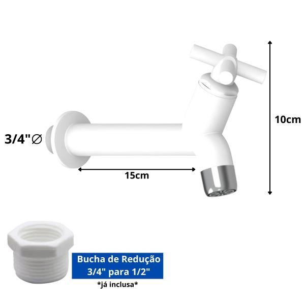 Tanque Plástico 34L Para Lavanderia Branco + Sifão Copo Universal Sanfonado + Veda Rosca + Torneira Branca - Astra Imagem de Tanque Plástico 34L Para Lavanderia Branco + Sifão Copo Universal Sanfonado + Veda Rosca + Torneira Branca