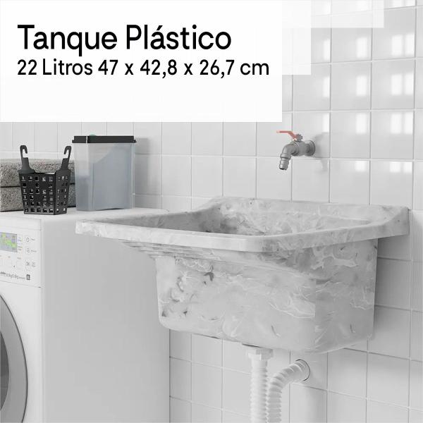 Tanque Plástico Marmorizado 22 L 47 X 42,8 X 26,7 Branco - astra Imagem de Tanque Plástico Marmorizado 22 L 47 X 42,8 X 26,7 Branco