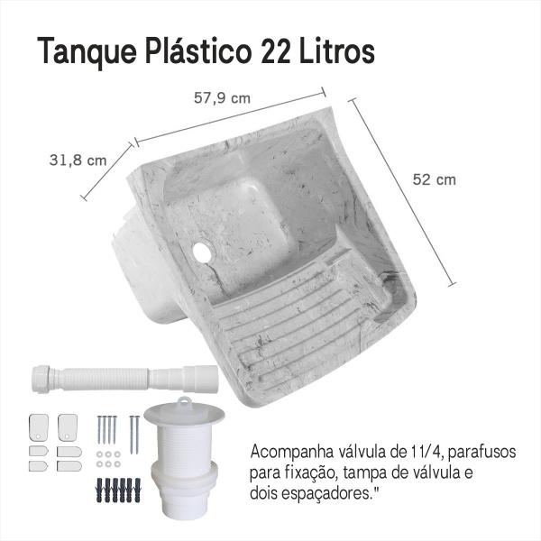 Tanque Plástico Marmorizado 22 L 47 X 42,8 X 26,7 Branco - astra Imagem de Tanque Plástico Marmorizado 22 L 47 X 42,8 X 26,7 Branco