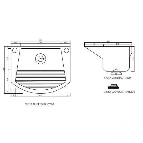 Imagem de Tanque Simples em Mármore Sintético 50cmx40cm 18 Litros DVG Decoralita